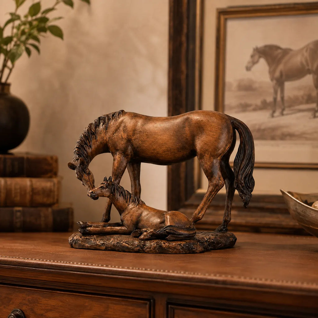 Vintage Mother & Foal Horse Figurine