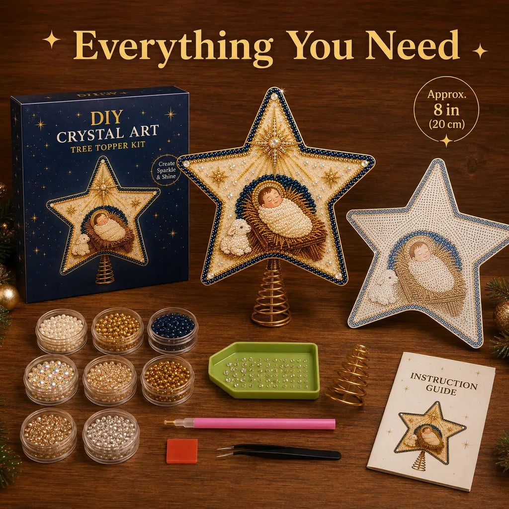 ⭐ Christian Faith Nativity Pearl Diamond Art Tree Topper Kit – Handcrafted Christmas Keepsake & Holiday Decor