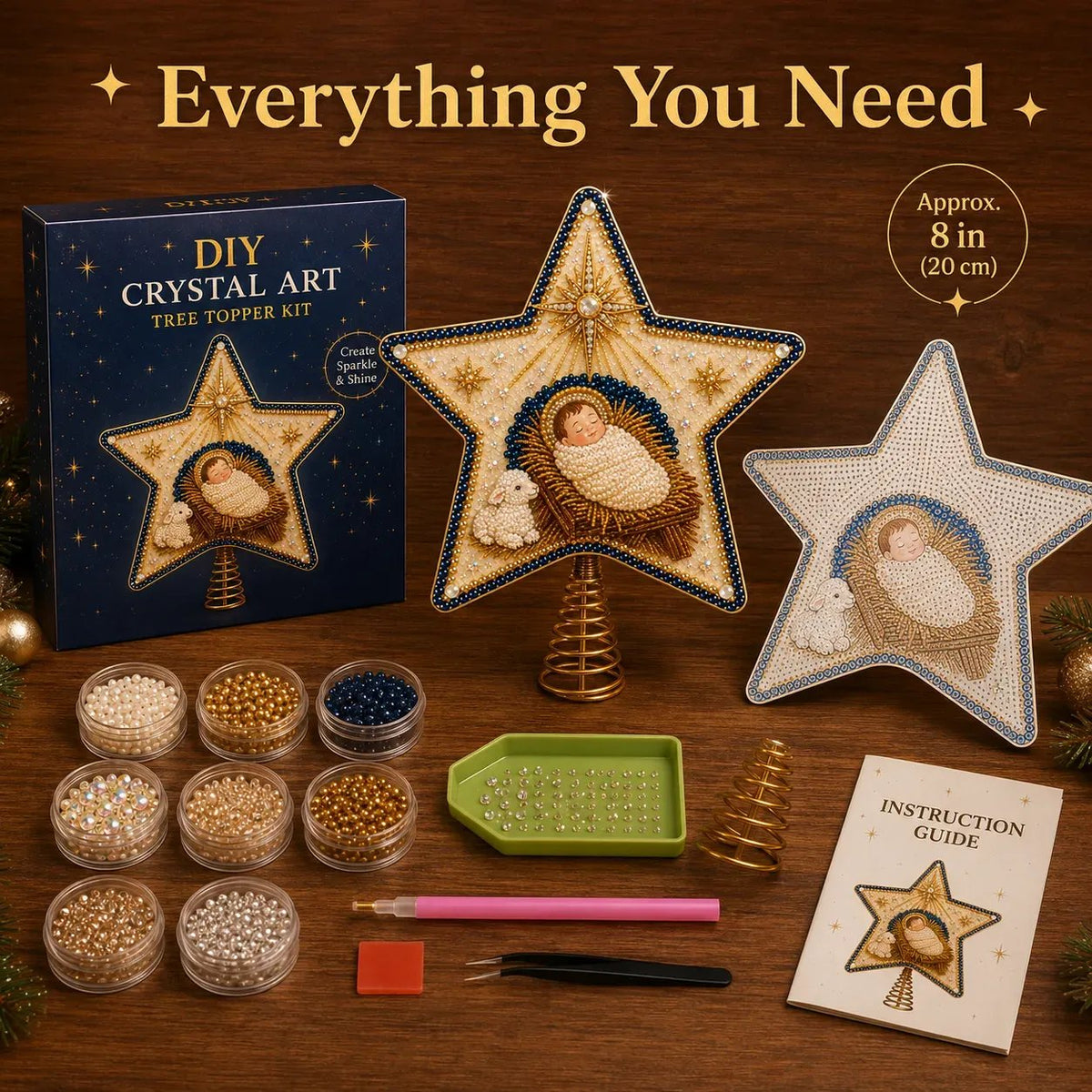 ⭐ Christian Faith Nativity Pearl Diamond Art Tree Topper Kit – Handcrafted Christmas Keepsake & Holiday Decor