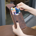 ⚡Big Discount | Waist Belt Cell Phone Pouch 📱 Multi-Pocket Leather Holster with Card Holder