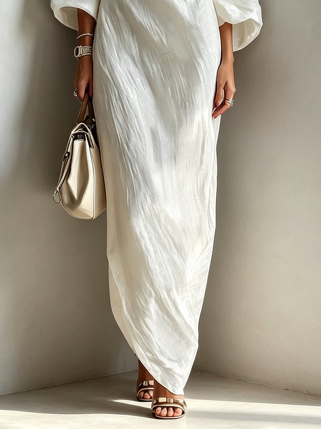 Casual Cotton Linen Maxi Dress Asymmetrical H-Line