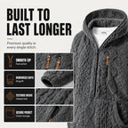 ⏳LAST DAY SALE ONLY ￡23.99!!🔥Men's Textured Sherpa Half-Zip Hooded Jacket