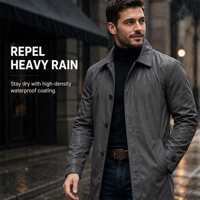 🔥LAST DAY SALE 70% OFF👍✨Men's Waterproof Mid-Length Trench Coat【FREE SHIPPING】
