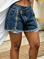Casual Zipper Denim Shorts