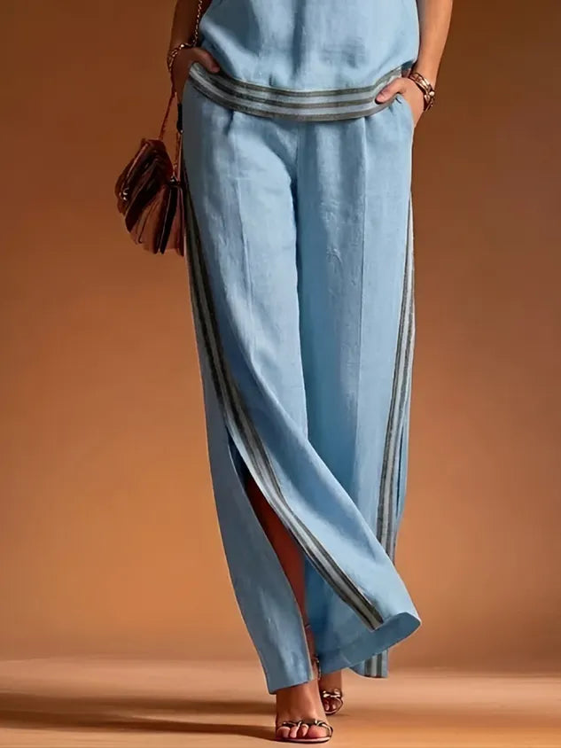 Casual Color Block Straight Pants