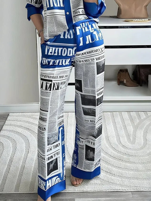 Urban Letter Pattern Printing Wide Leg Pants
