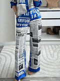 Urban Letter Pattern Printing Wide Leg Pants
