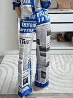Urban Letter Pattern Printing Wide Leg Pants