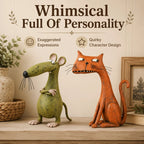 Whimsical Vintage Mouse & Cat Figurine