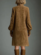 Urban Suede-Look Midi Dress with Pockets