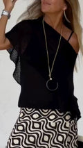 Sheer Knit Asymmetrical Top