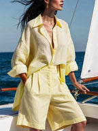 Cotton And Linen Casual Plain Straight  Shorts