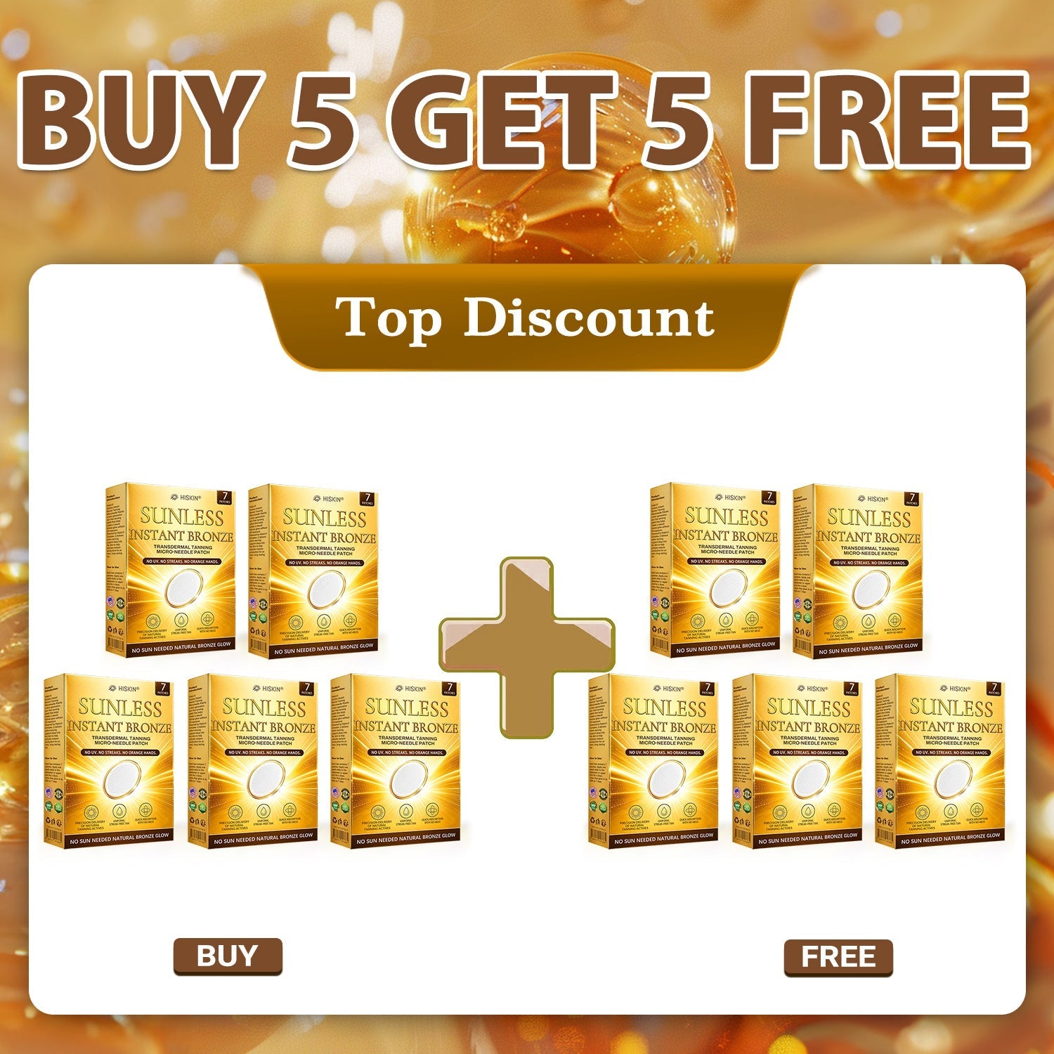 Official Store | Hiskin® Sunless Instant Bronze Tanning Microneedle Patch US (Just once a day) Visible Bronze Glow in 7 Days No UV, No Orange, No Streaks, No DHA, No Mess.