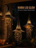 🧙‍♀️ Hanging Glowing Witch Hat with Star String Lights Magical Seasonal Decor for Halloween & Everyday Whimsy
