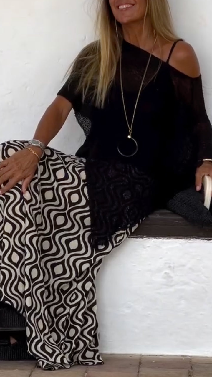 Sheer Knit Asymmetrical Top