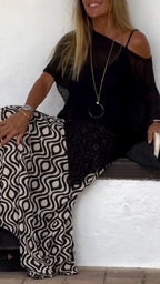 Sheer Knit Asymmetrical Top