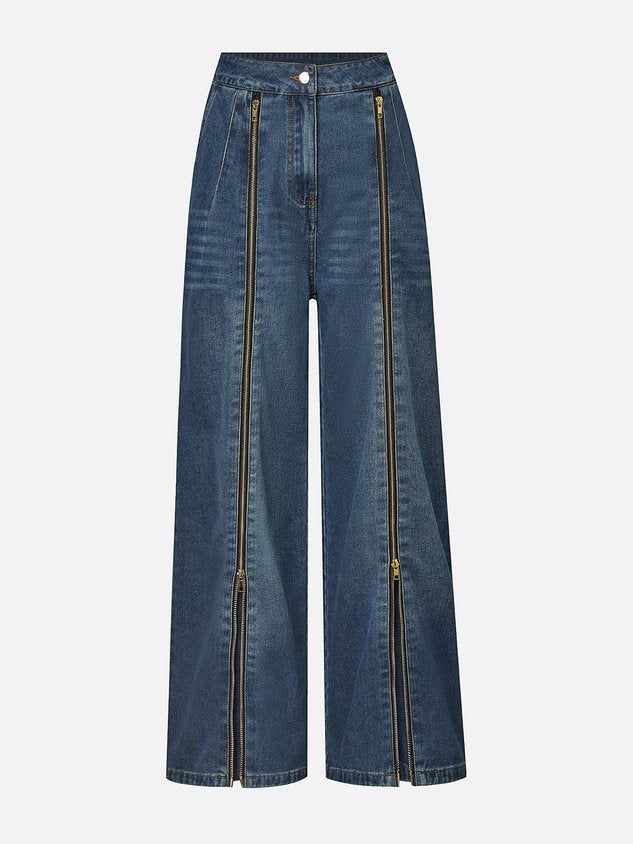 Casual Long Straight Pants H-Line Zipper Regular Fit Daily
