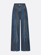 Casual Long Straight Pants H-Line Zipper Regular Fit Daily