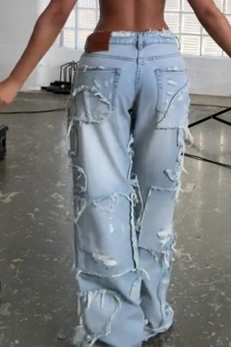 Women's Y2k Ripped And Frayed Jeans