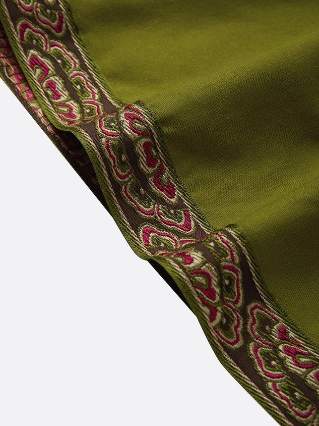 High-Waist Ethnic Print Cotton-Linen Casual Shorts