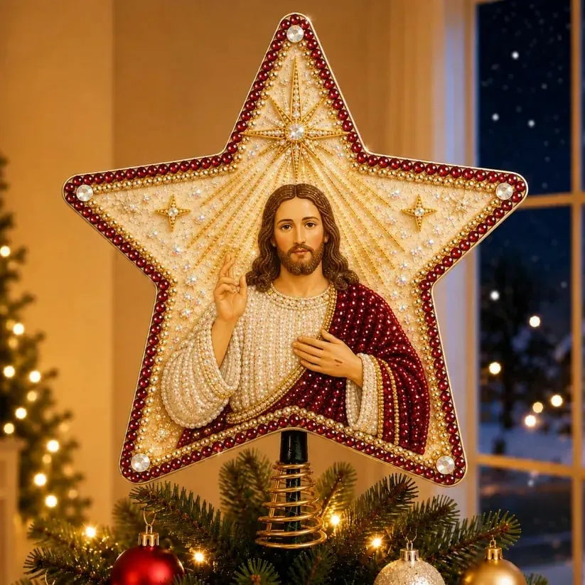 ⭐ Christian Faith Nativity Pearl Diamond Art Tree Topper Kit – Handcrafted Christmas Keepsake & Holiday Decor