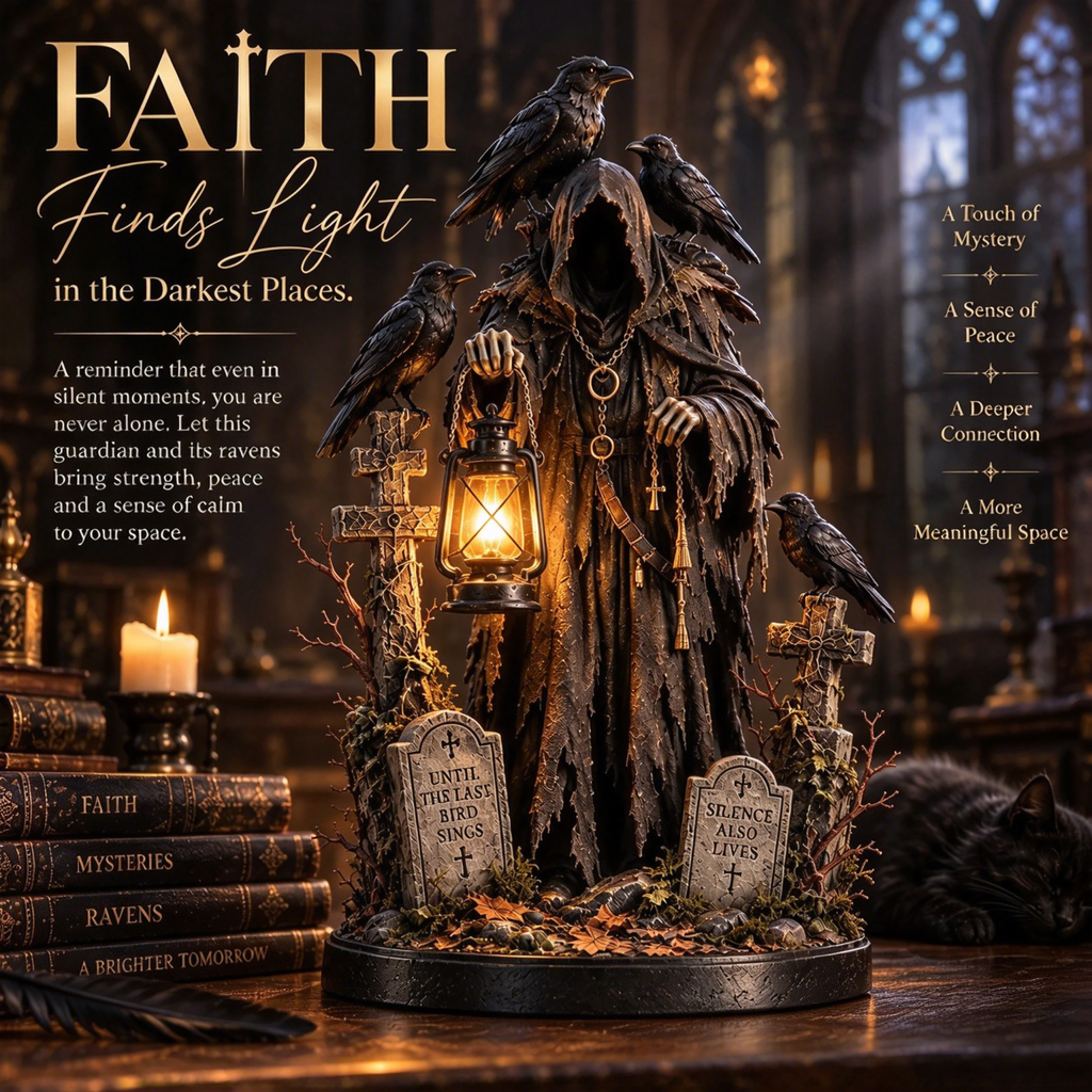Raven Reaper Lantern Statue