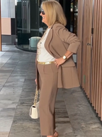 Two-Piece Suit Blazer Coat Pants Gorgeous Neutral Styles Suit