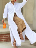 Casual Cotton Loose Split Long Shirt
