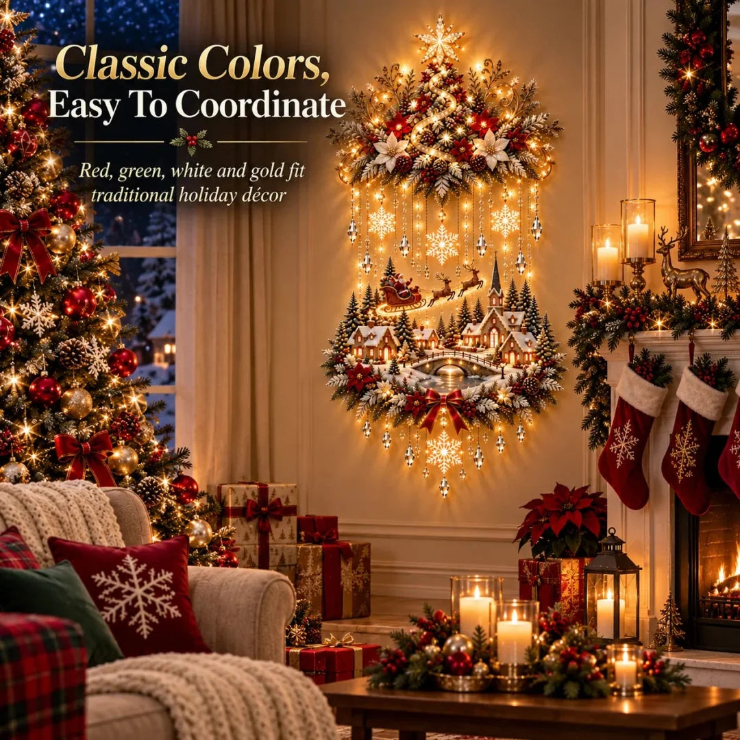 🌟 Enchanted Village Tree – Lighted Christmas Wall Hanging | Glowing Holiday Decor 🌟