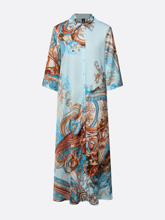 Casual Abstract Print Relaxed Maxi Shirt Dress