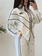 Casual Color Block Blazer Loose Stand Collar H-Line Daily Jacket