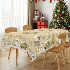 🎄 Jolly Santa & Reindeer Christmas Tablecloth🧼Festive, Family-Ready & Machine Washable! 🎁