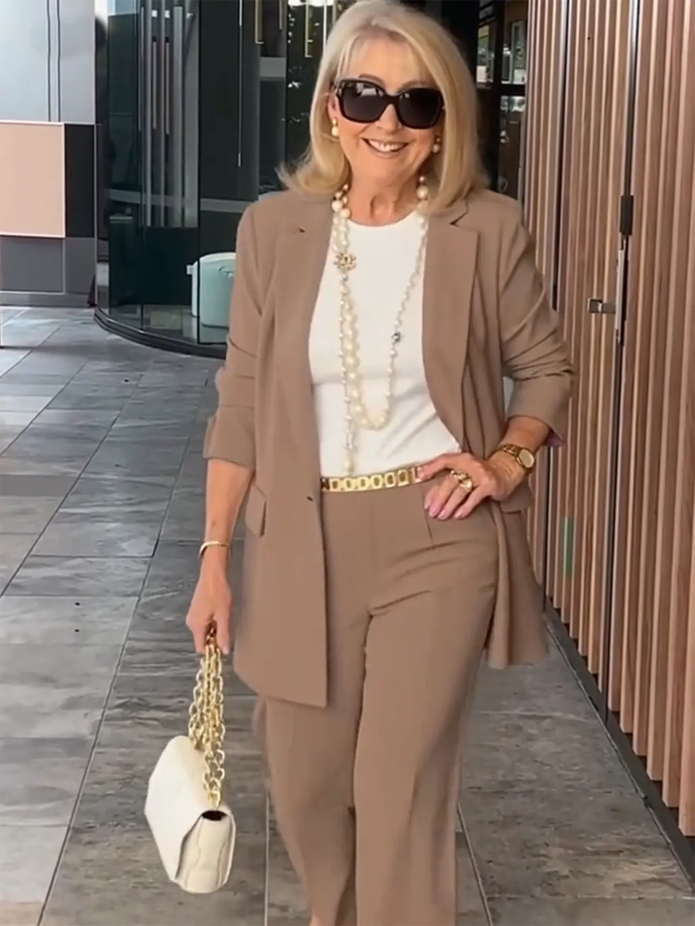Two-Piece Suit Blazer Coat Pants Gorgeous Neutral Styles Suit
