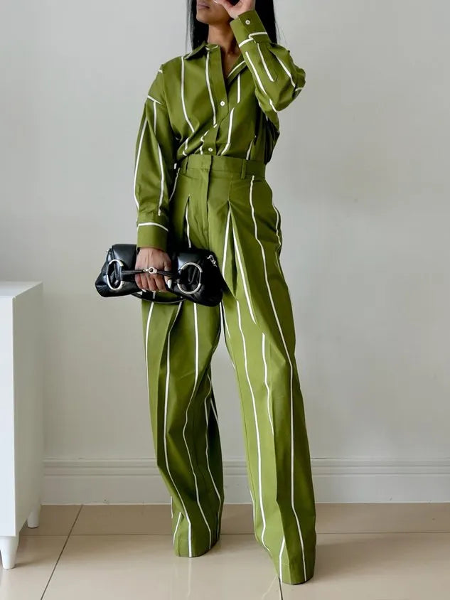 Casual Striped Printing Wide Leg Pants