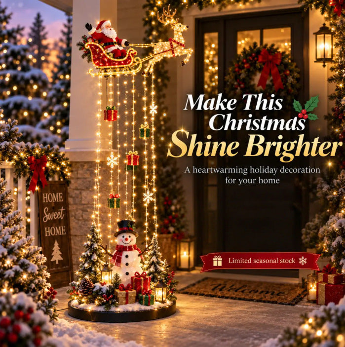 Santa Sleigh Cascade Light Stand