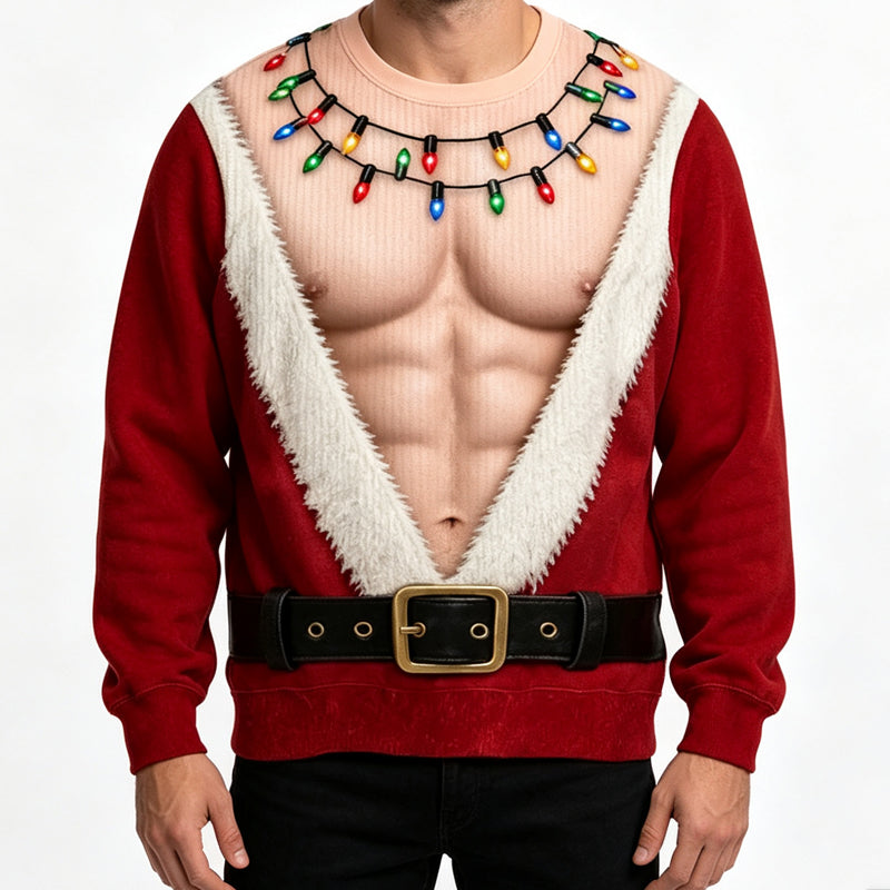 ⏳LAST DAY SALE 70% OFF👍✨Men's Funny Christmas 3D Printed Muscle Sweatshirt