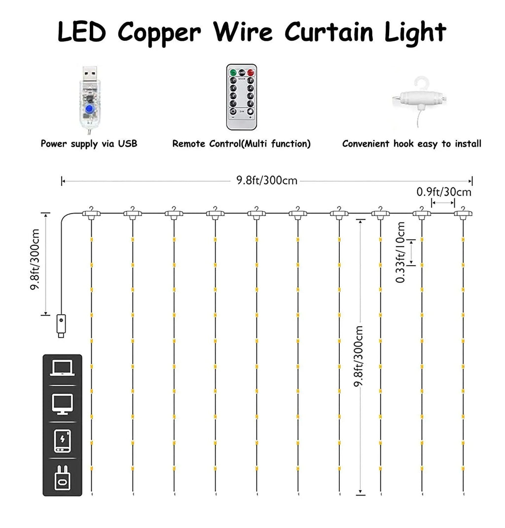 🔥LED Curtain Fairy Lights