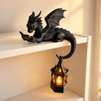 Reading Dragon Shelf Decor with LED Lantern
