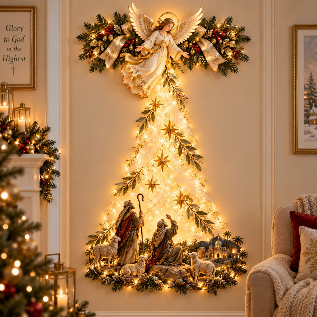 Angels Over Bethlehem Wall Light