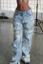 Women's Y2k Ripped And Frayed Jeans