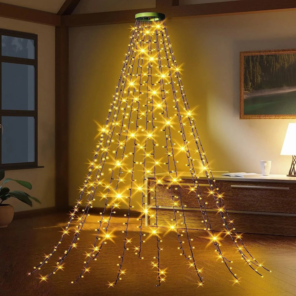 🔥Waterproof Christmas Tree Waterfall Lights with Ring