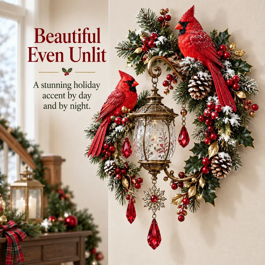 🔥Cardinal Christmas Lantern Glow – Lighted Holiday Wall Decor