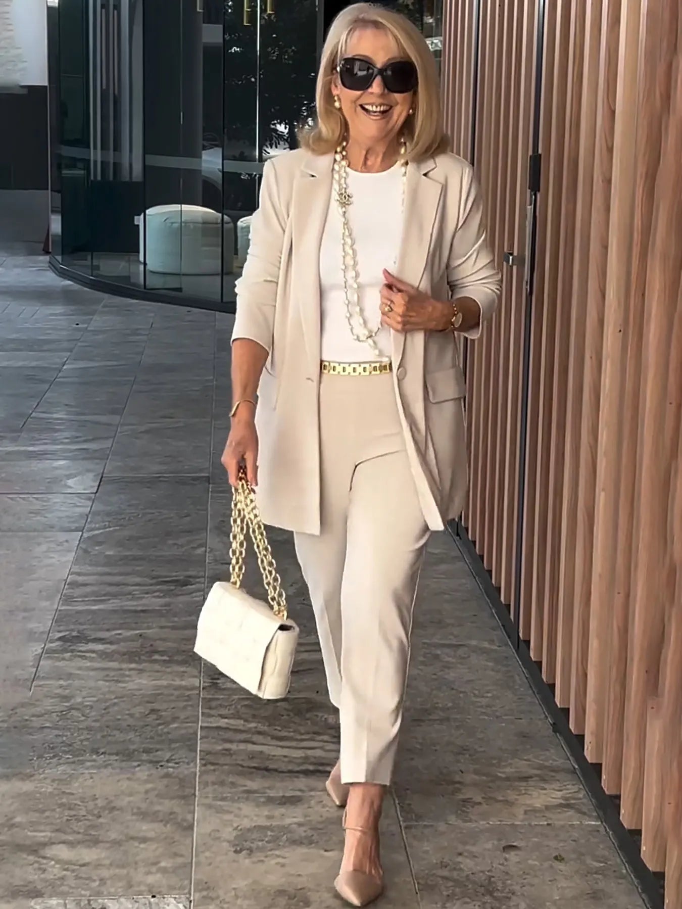 Two-Piece Suit Blazer Coat Pants Gorgeous Neutral Styles Suit