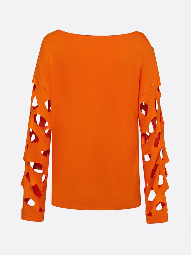 Casual Plain Hollow Out Hot Drilling T-shirt