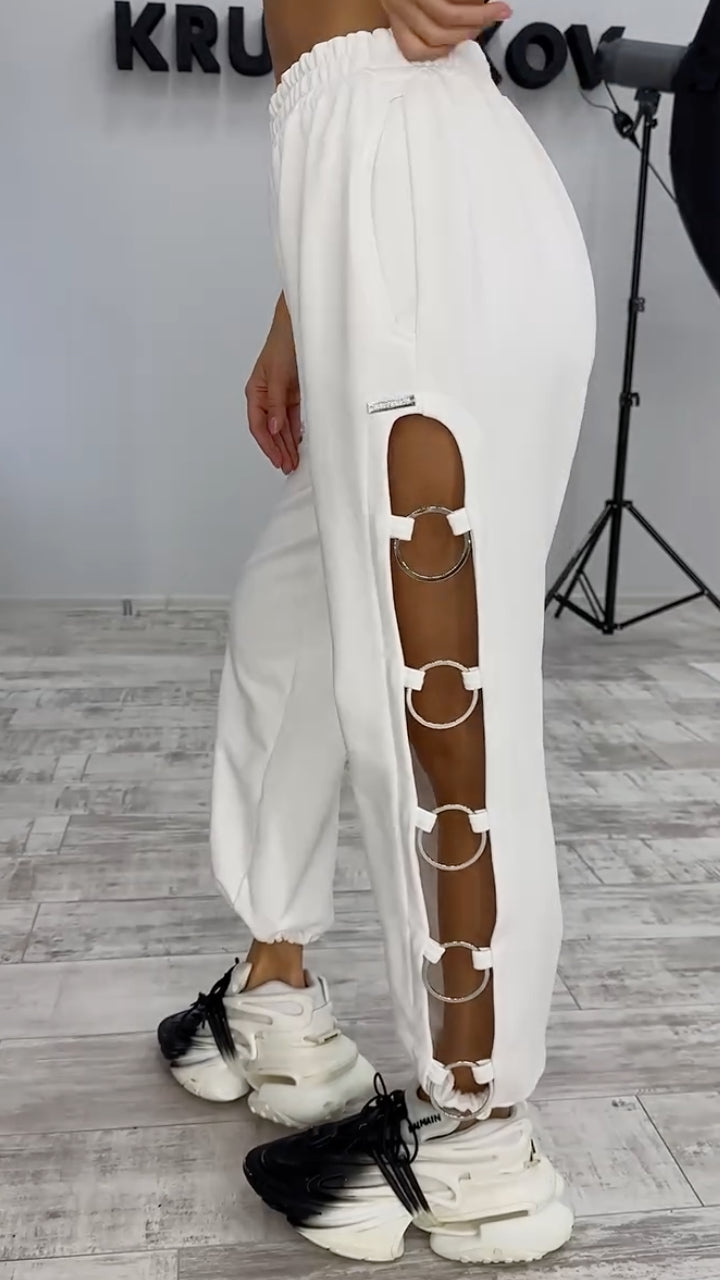 Ring Cutout Jogger Pants