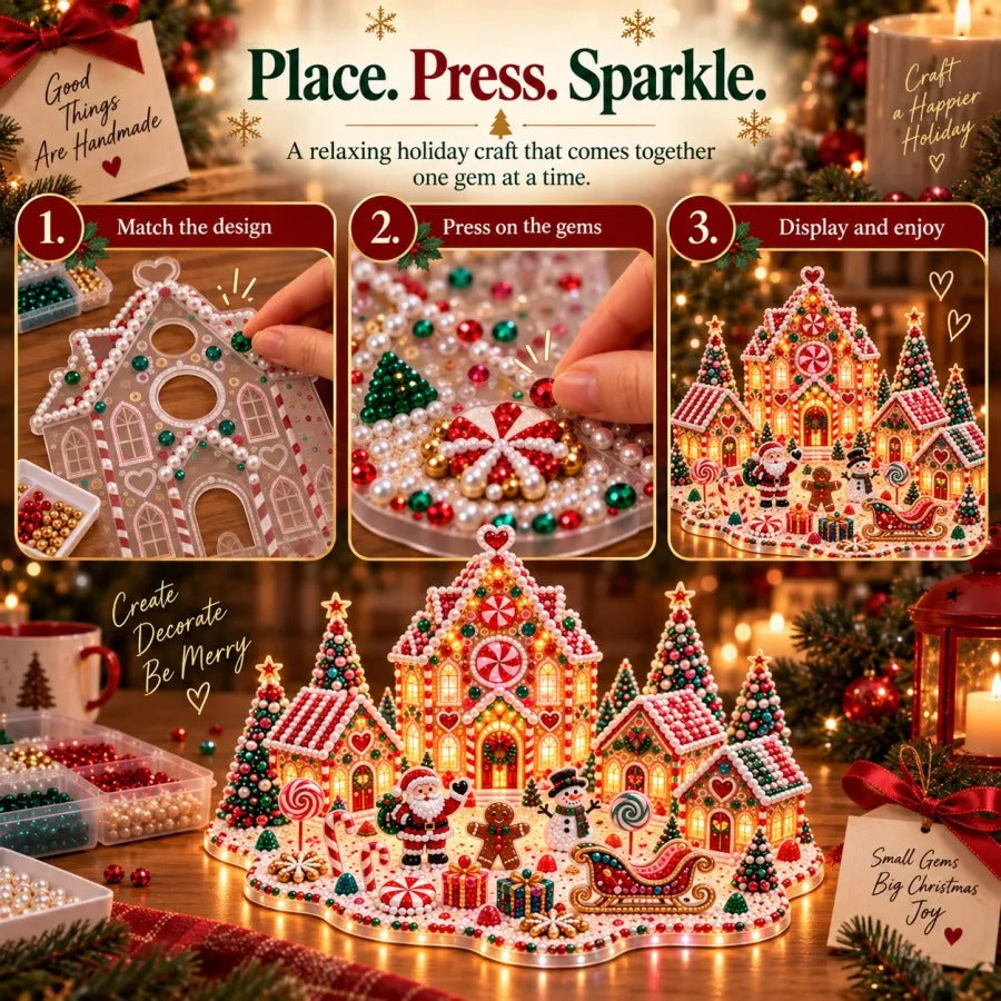 Christmas Village 3D Gem Art Kit
