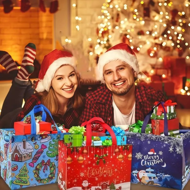 🔥🎄 Christmas Gift Bags Large Reusable Tote Bags