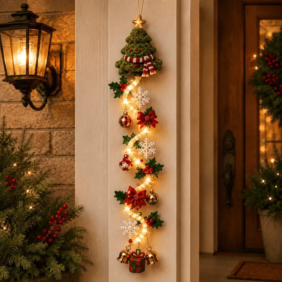 Glowing Christmas Door Hanger | 6 Festive Lighted Designs with Warm Glow, Dimensional Details & Space-Saving Vertical Décor ✨