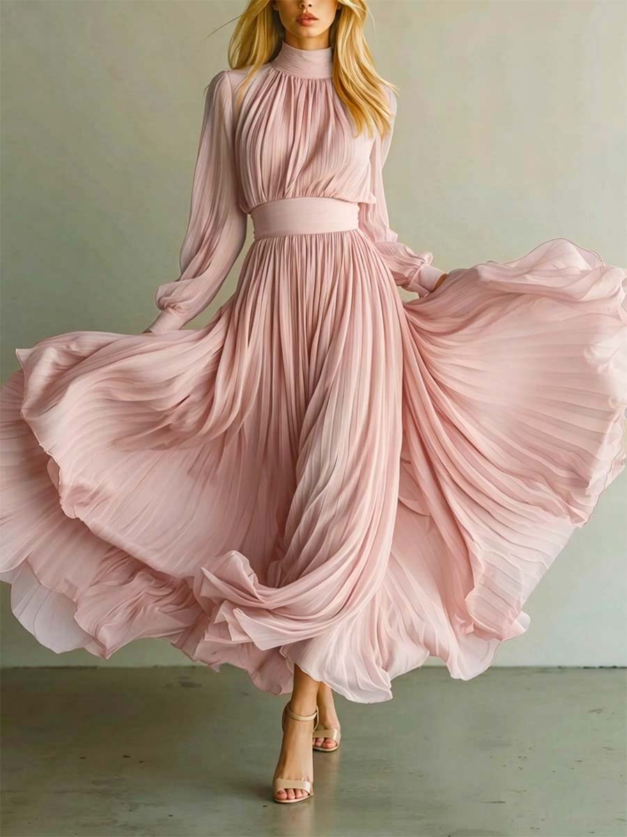 Women's Solid Color Art Stylish Chiffon Casual Dress