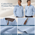 ⏳LAST DAY SALE ONLY￡23.99!🔥✨ Men's Quarter Zip Stand Collar Pullover Cotton Blend Long Sleeve Sweatshirt